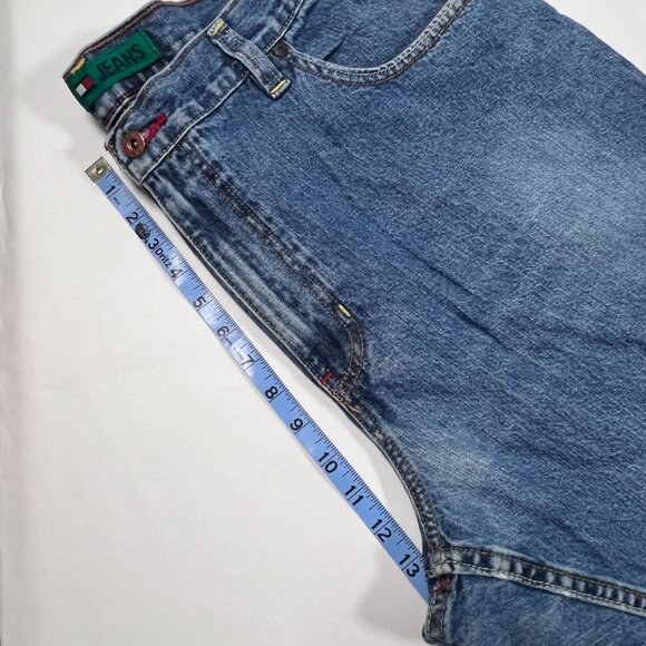 Tommy Jeans 40 x 30 Medium Wash Boot Cut Denim Distressed Hilfiger Straight Leg - Picture 12 of 14